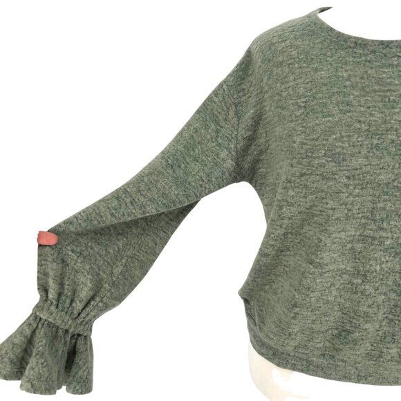 Eri + Ali Anthropologie Ruffle Sleeve Jersey Knit Top Green Size Small - Picture 2 of 11